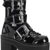 Demonia Shoes RANGER-308 Black Patent Platform Ankle Boots
