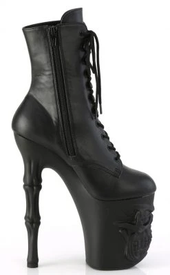 Pleaser RAPTURE-1020 Black Matte Skull Boots