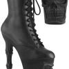Pleaser RAPTURE-1020 Black Matte Skull Boots