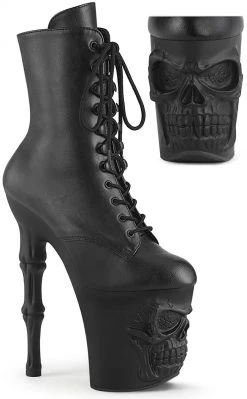 Pleaser RAPTURE-1020 Black Matte Skull Boots