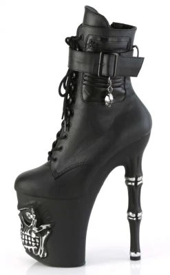 Pleaser RAPTURE-1020STR-LT Black Matte Light Up Skull Boots