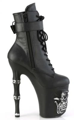 Pleaser RAPTURE-1020STR-LT Black Matte Light Up Skull Boots