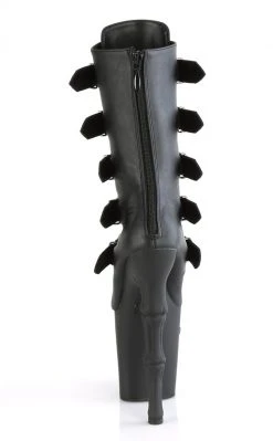 Pleaser Pole Shoes RAPTURE-1052BK Black Matte Mid-Calf Skull Boots
