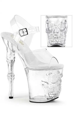 Pleaser Pole Shoes RAPTURE-808 Clear Skull Platform Heels