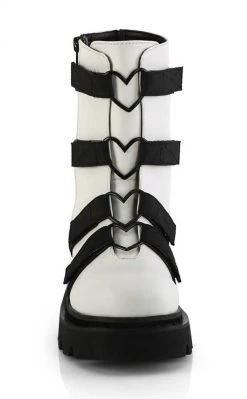 Demonia Shoes RENEGADE-50 White Matte Ankle Boots