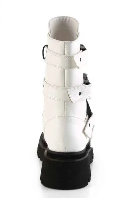 Demonia RENEGADE-55 White Vegan Leather Combat Ankle Boots Shoes