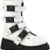 Demonia RENEGADE-55 White Vegan Leather Combat Ankle Boots Shoes