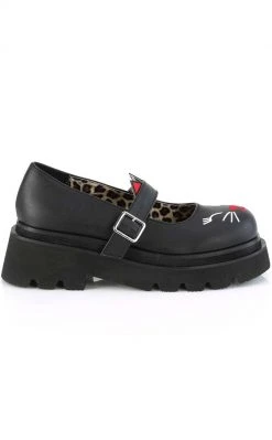 Demonia Shoes RENEGADE-56 Black Matte Kitty Mary Janes