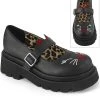 Demonia Shoes RENEGADE-56 Black Matte Kitty Mary Janes