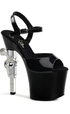 Pleaser REVOLVER-709 Black Heels Pole Shoes