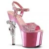 Pleaser REVOLVER-709G Baby Pink Chrome Heels