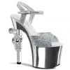 Pleaser REVOLVER-709G Slv Multi Gltr/Slv Chrome Heels Pole Shoes