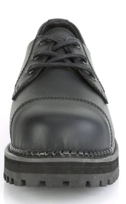 Demonia RIOT-03 Black Vegan Leather Steel Toe Oxford Shoes
