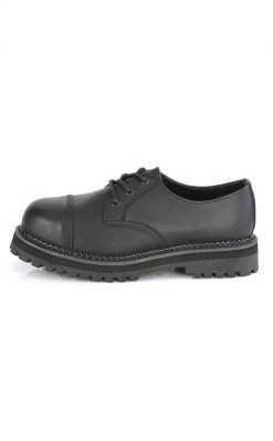 Demonia RIOT-03 Black Vegan Leather Steel Toe Oxford Shoes