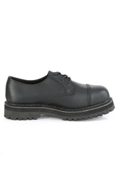 Demonia RIOT-03 Black Vegan Leather Steel Toe Oxford Shoes