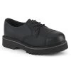 Demonia RIOT-03 Black Vegan Leather Steel Toe Oxford Shoes