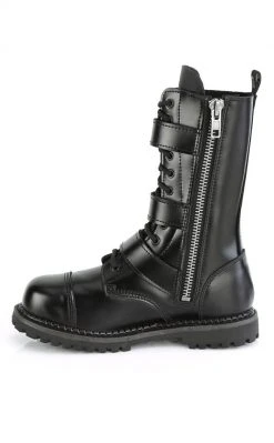 Demonia Shoes RIOT-12BK Black Leather Combat Ankle Boots 9 Demonia Shoes RIOT-12BK Black Leather Combat Ankle Boots