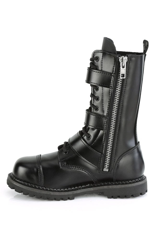 Demonia Shoes RIOT-12BK Black Leather Combat Ankle Boots 5 Demonia Shoes RIOT-12BK Black Leather Combat Ankle Boots