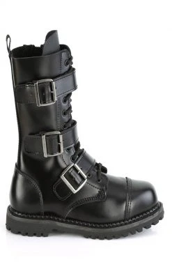 Demonia Shoes RIOT-12BK Black Leather Combat Ankle Boots 11 Demonia Shoes RIOT-12BK Black Leather Combat Ankle Boots