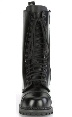 Demonia RIOT-14 Black Leather Combat Boots