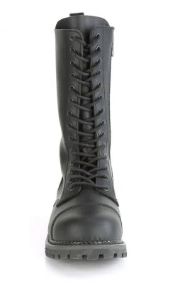 Demonia Shoes RIOT-14 Black Vegan Leather Combat Boots