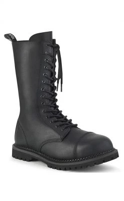 Demonia Shoes RIOT-14 Black Vegan Leather Combat Boots