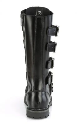 Demonia RIOT-18BK Black Leather Knee High Combat Boots 12 Demonia RIOT-18BK Black Leather Knee High Combat Boots