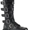 Demonia RIOT-18BK Black Leather Knee High Combat Boots 1 Demonia RIOT-18BK Black Leather Knee High Combat Boots