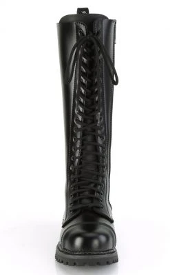 Demonia RIOT-20 Black Leather Knee High Combat Boots (AU Stock)