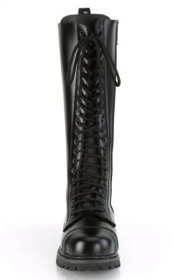 Demonia RIOT-20 Black Leather Knee High Combat Boots Shoes 8 Demonia RIOT-20 Black Leather Knee High Combat Boots Shoes