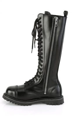 Demonia RIOT-20 Black Leather Knee High Combat Boots Shoes 9 Demonia RIOT-20 Black Leather Knee High Combat Boots Shoes