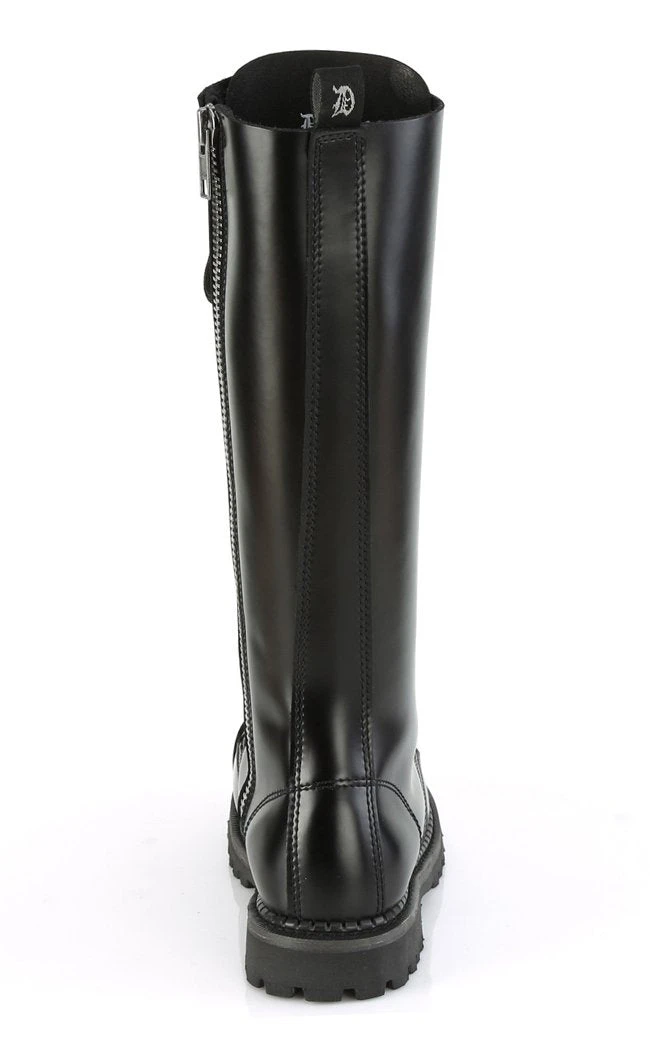 Demonia RIOT-20 Black Leather Knee High Combat Boots Shoes 6 Demonia RIOT-20 Black Leather Knee High Combat Boots Shoes