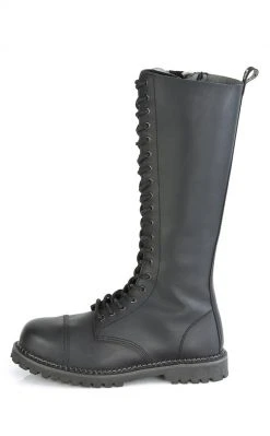 Demonia RIOT-20 Black Vegan Leather Knee High Combat Boots Shoes