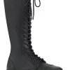 Demonia RIOT-20 Black Vegan Leather Knee High Combat Boots Shoes 1 Demonia RIOT-20 Black Vegan Leather Knee High Combat Boots Shoes