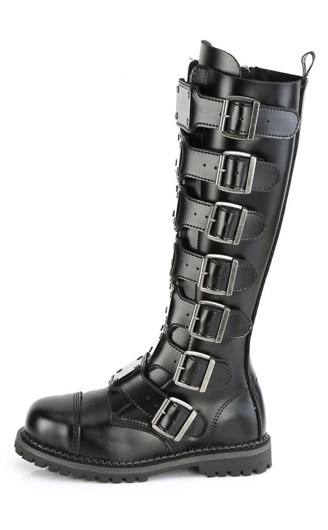 Demonia Shoes RIOT-21MP Black Leather Knee High Combat Boots 5 Demonia Shoes RIOT-21MP Black Leather Knee High Combat Boots