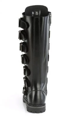 Demonia Shoes RIOT-21MP Black Leather Knee High Combat Boots 10 Demonia Shoes RIOT-21MP Black Leather Knee High Combat Boots