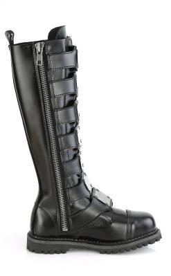 Demonia Shoes RIOT-21MP Black Leather Knee High Combat Boots 11 Demonia Shoes RIOT-21MP Black Leather Knee High Combat Boots