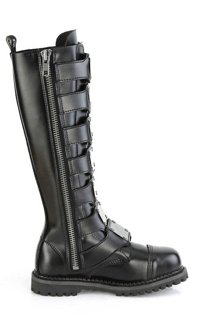 Demonia Shoes RIOT-21MP Black Leather Knee High Combat Boots 7 Demonia Shoes RIOT-21MP Black Leather Knee High Combat Boots