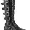 Demonia Shoes RIOT-21MP Black Leather Knee High Combat Boots 2 Demonia Shoes RIOT-21MP Black Leather Knee High Combat Boots
