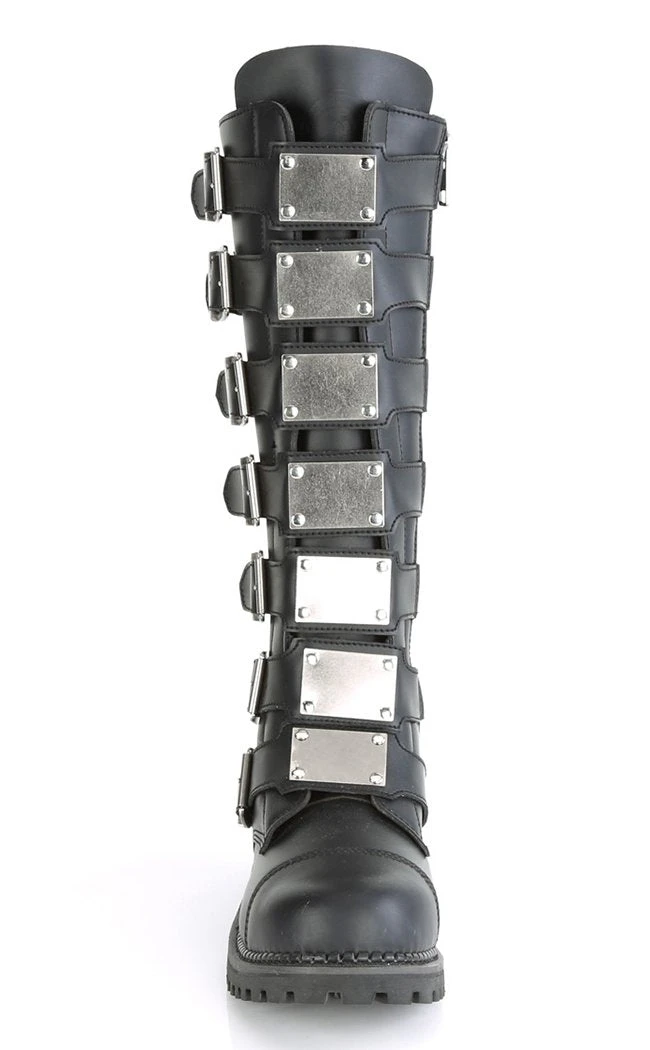 Demonia RIOT-21MP Black Vegan Leather Knee High Combat Boots Shoes 4 Demonia RIOT-21MP Black Vegan Leather Knee High Combat Boots Shoes