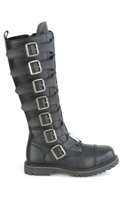 Demonia RIOT-21MP Black Vegan Leather Knee High Combat Boots Shoes 11 Demonia RIOT-21MP Black Vegan Leather Knee High Combat Boots Shoes