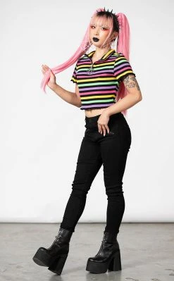 Killstar Clothing Rainbow Child Ribbed Crop Top