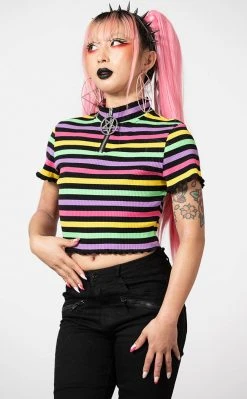 Killstar Clothing Rainbow Child Ribbed Crop Top