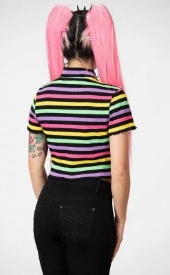 Killstar Clothing Rainbow Child Ribbed Crop Top