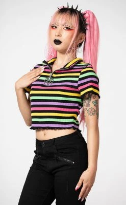 Killstar Clothing Rainbow Child Ribbed Crop Top