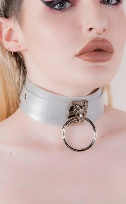 Cold Black Heart Rebel Girl Choker Silver Sale