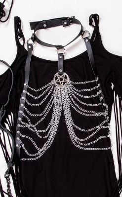 Cold Black Heart Rib Caged Chain Harness