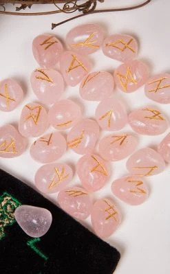 Aether Rose Quartz Elder Futhark Viking Rune Set Witchcraft