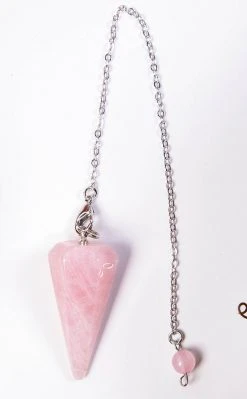 Crystals Rose Quartz Faceted Pendulum Witchcraft
