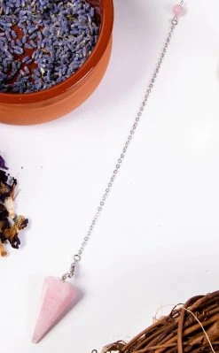 Crystals Rose Quartz Faceted Pendulum Witchcraft